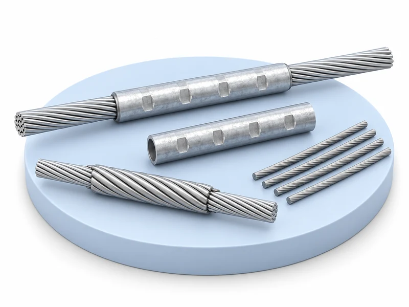 Overhead conductor compression splice sleeves and preformed repair rods