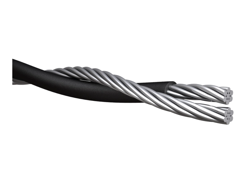 Duplex service drop cable with insulated aluminium phase conductor and bare neutral messenger for single-phase overhead service