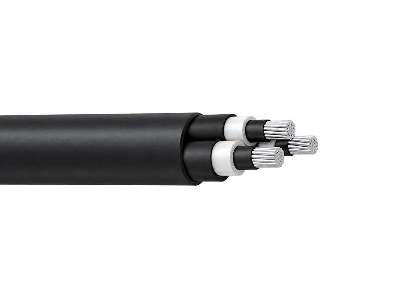 Medium-voltage aerial bundled cable with insulated aluminium phase conductors in a bundled construction